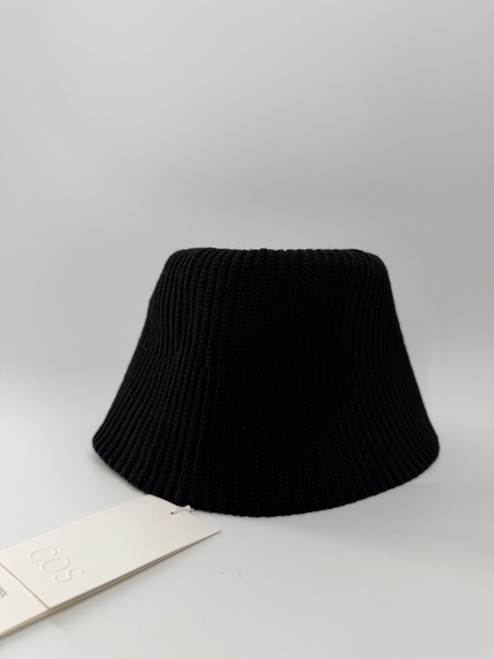 Cos Black Ribbed Wool Blend Bucket Hat
